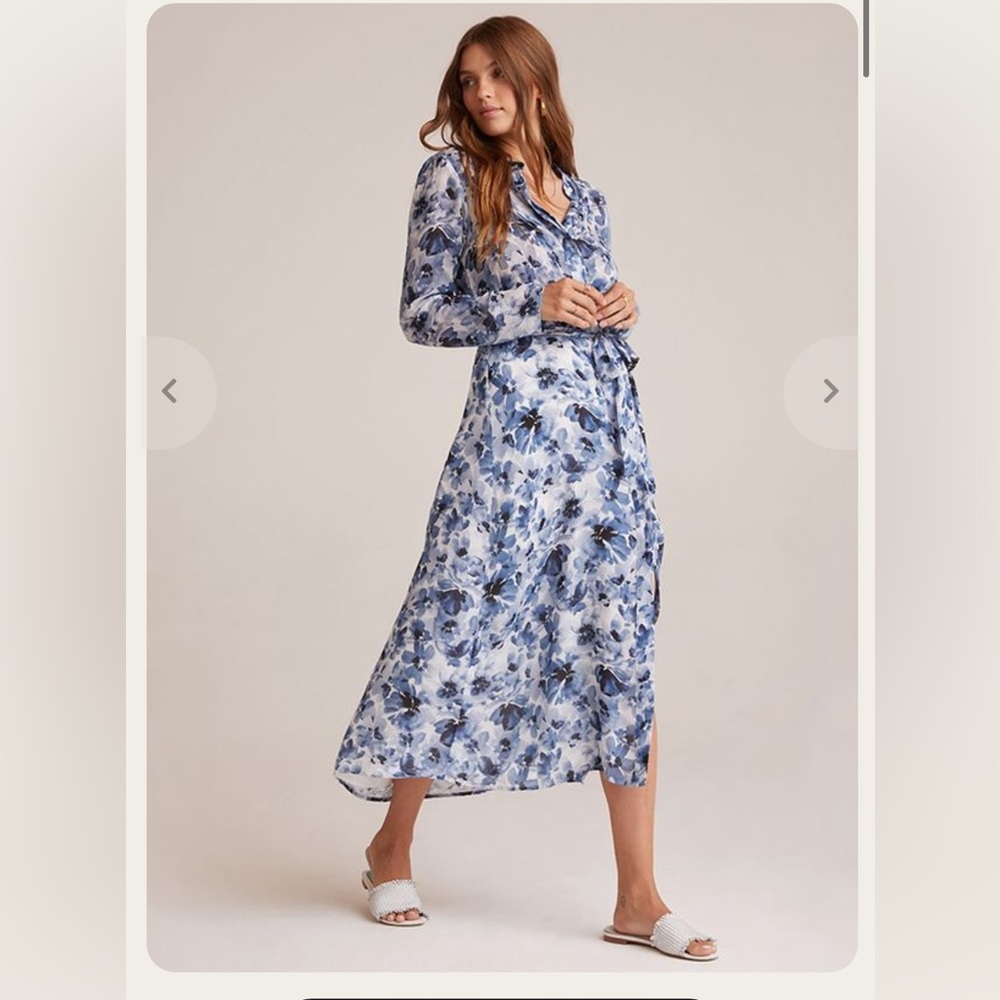 NWOT Bella Dahl Navy Floral Maxi Shirt Dress